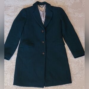 Vintage J.Crew Women’s Wool Blend Trench Coat Size 0 Dark Green Lined Classic